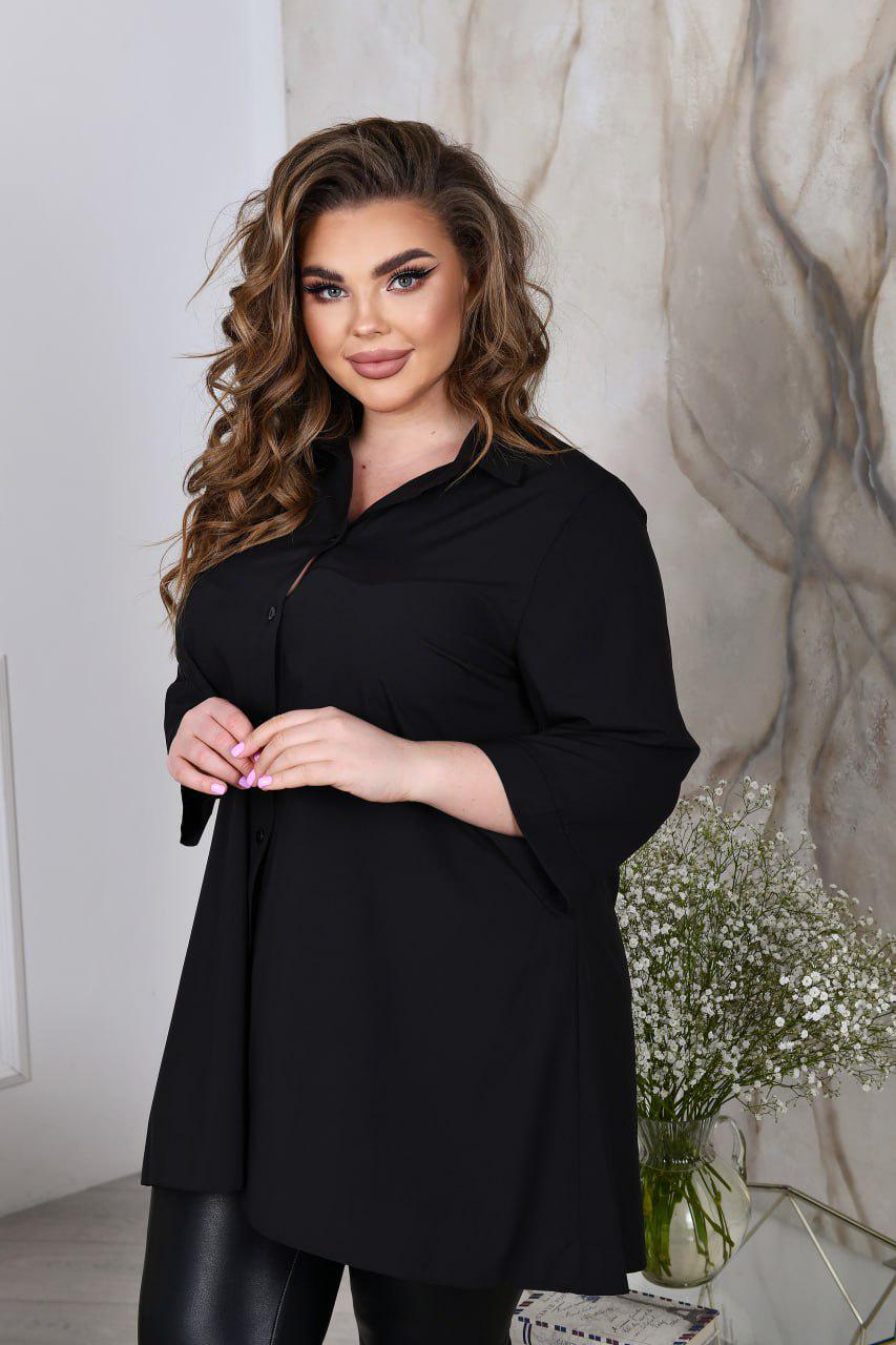 Блузка свободного фасона р. 60-62 Черный (7018)