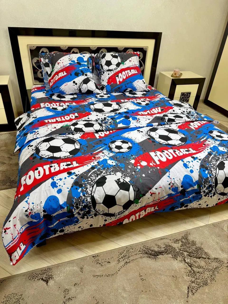 Комплект постільної білизни Селект футбол бавовняний полуторний 150х220/70х70 см Різнокольоровий (28857925)