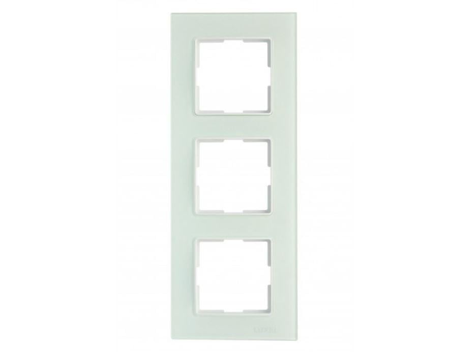 Рамка тройная JAZZ apple стеклянная вертикальная White (0028)