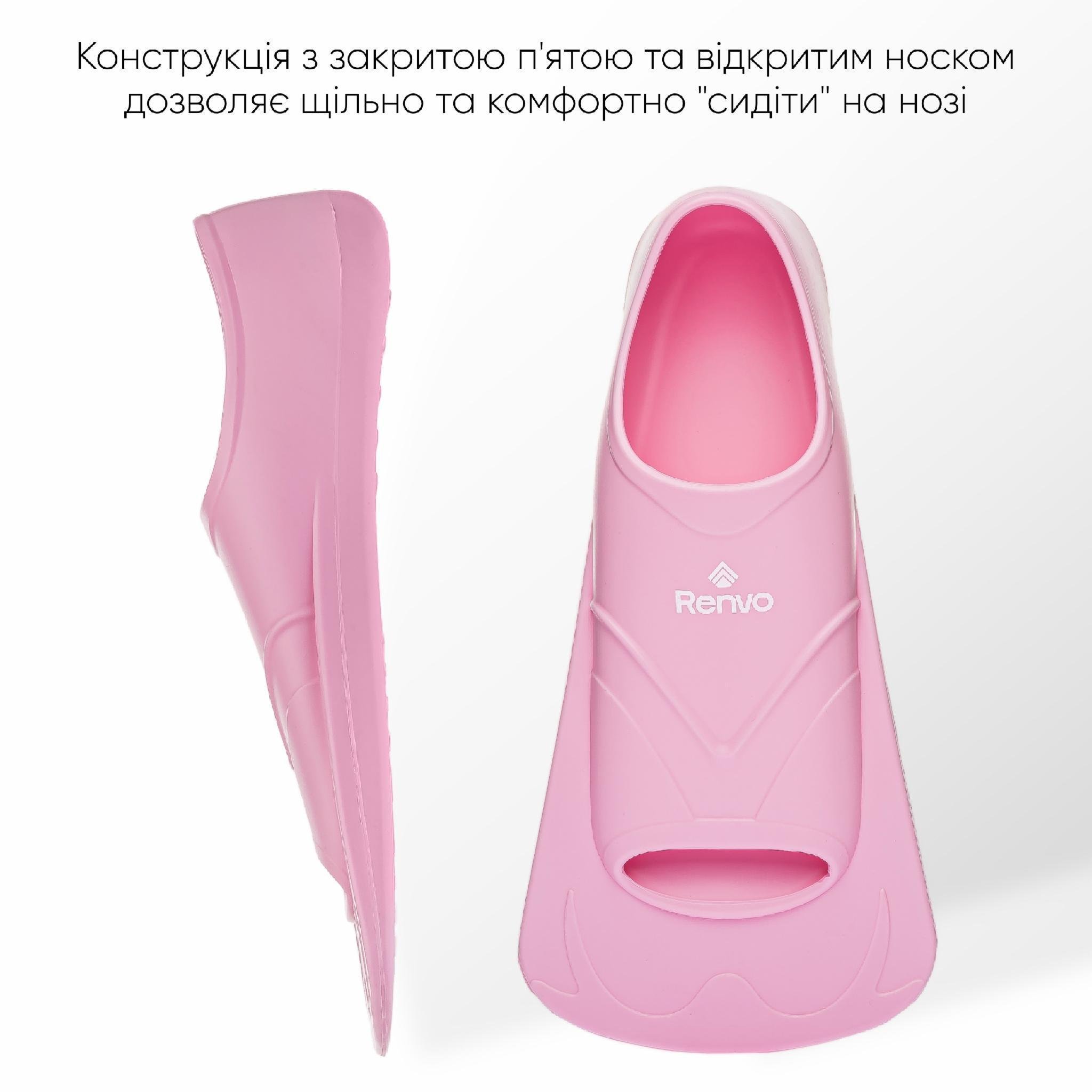 Ласты короткие для тренировки в бассейне Renvo Bustelo с закрытой пяткой р. 32-34 Розовый (SF110-05 32-34) - фото 4