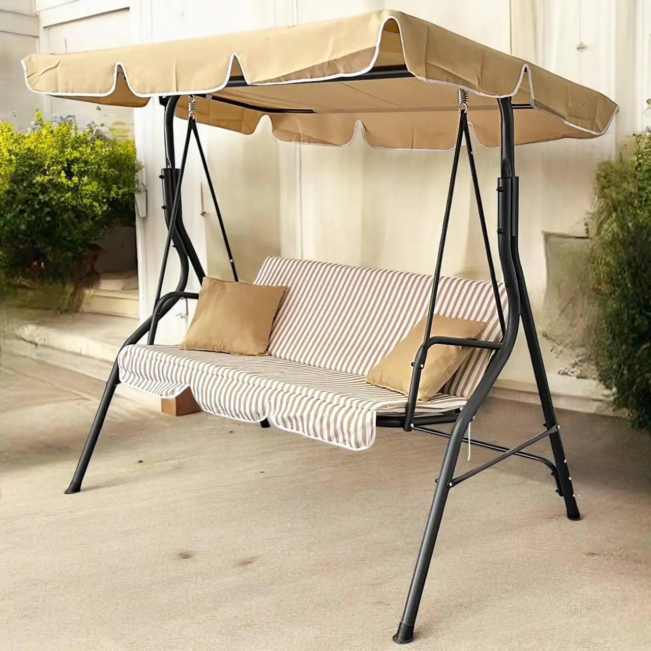 Качели для сада с навесом JustGarden 3-х местная Бежевый (25505558)