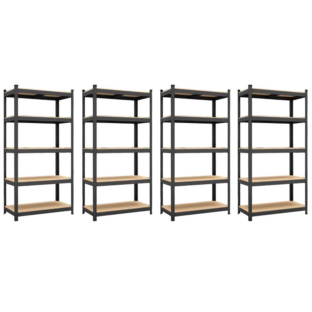 Стелажі металеві 4 штуки 180х320х40 см МДФ/ДСП 175 кг на одну полицю крашені 5 полиць х4 Чорний