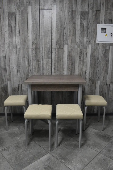 Кухонний комплект Оскар стіл розкладний/табурети 4 шт. Tutti Lux 60х80/80х120х75 см Трюфель/Бежевий (28374774)
