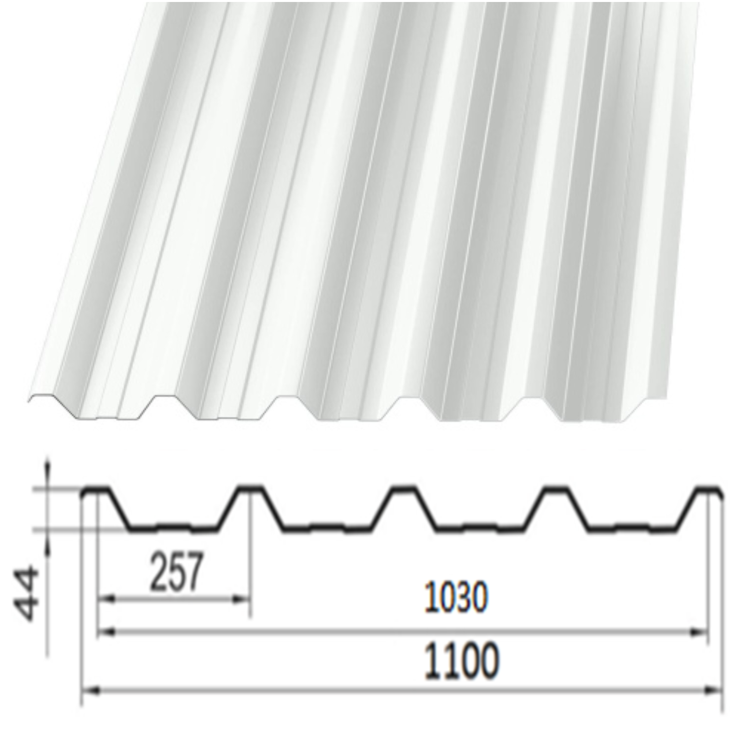 Профнастил Partner НС-44 0.45 цинк 120 г/м.кв 1100х1000 мм Ral 9003 полиэстер Белый - фото 2 Профнастил Partner НС-44 0.45 цинк 120 г/м.кв 1100х1000 мм Ral 9003 полиэстер Белый - фото 2