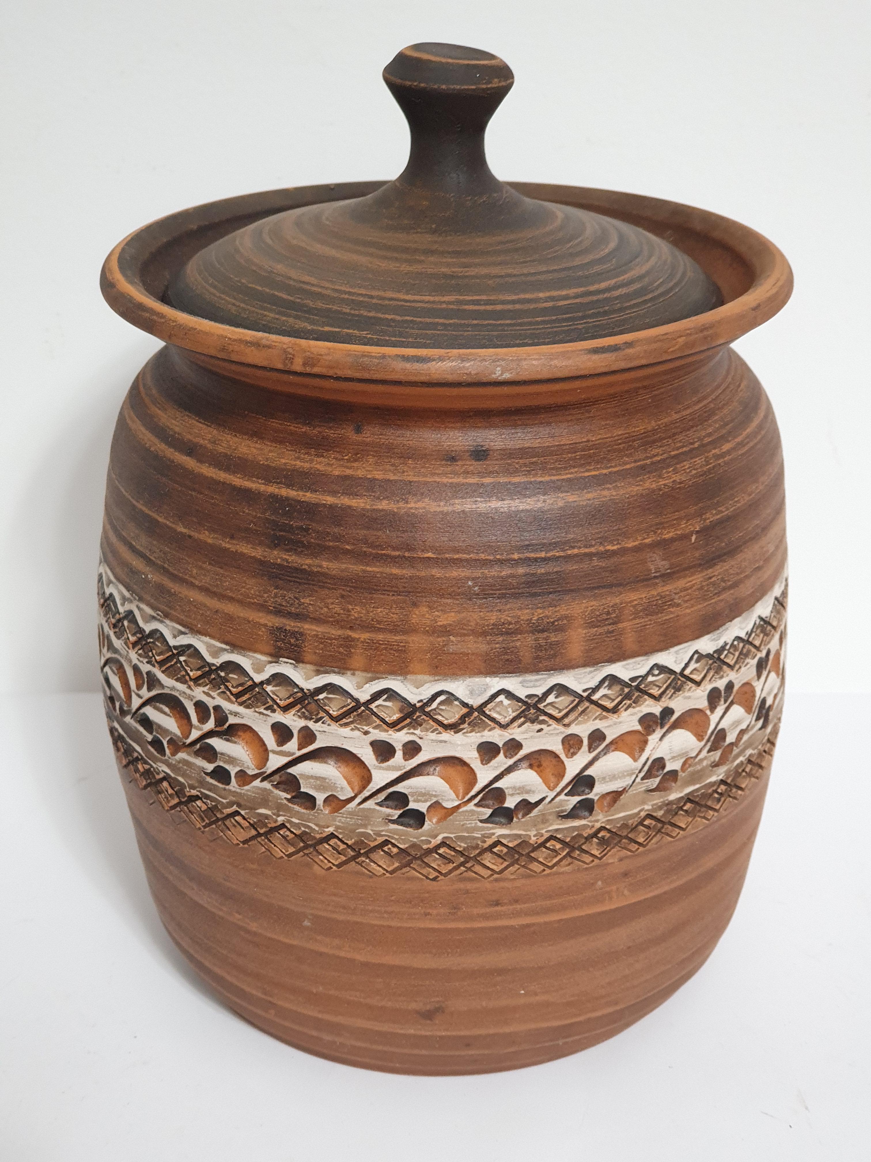 Бочонок для хранения круп из красной глины (3866)