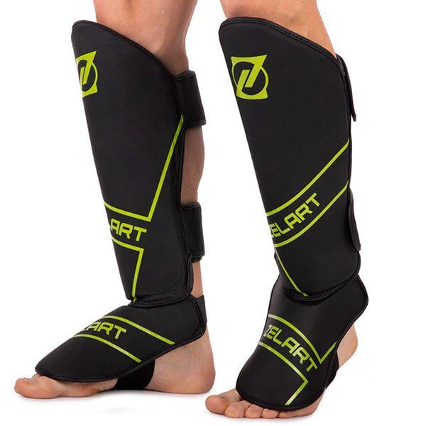 Защита для голени и стопы Zelart VL-3152 Муай Тай/ММА/кикбоксинг L Черный/Салатовый (37363129)