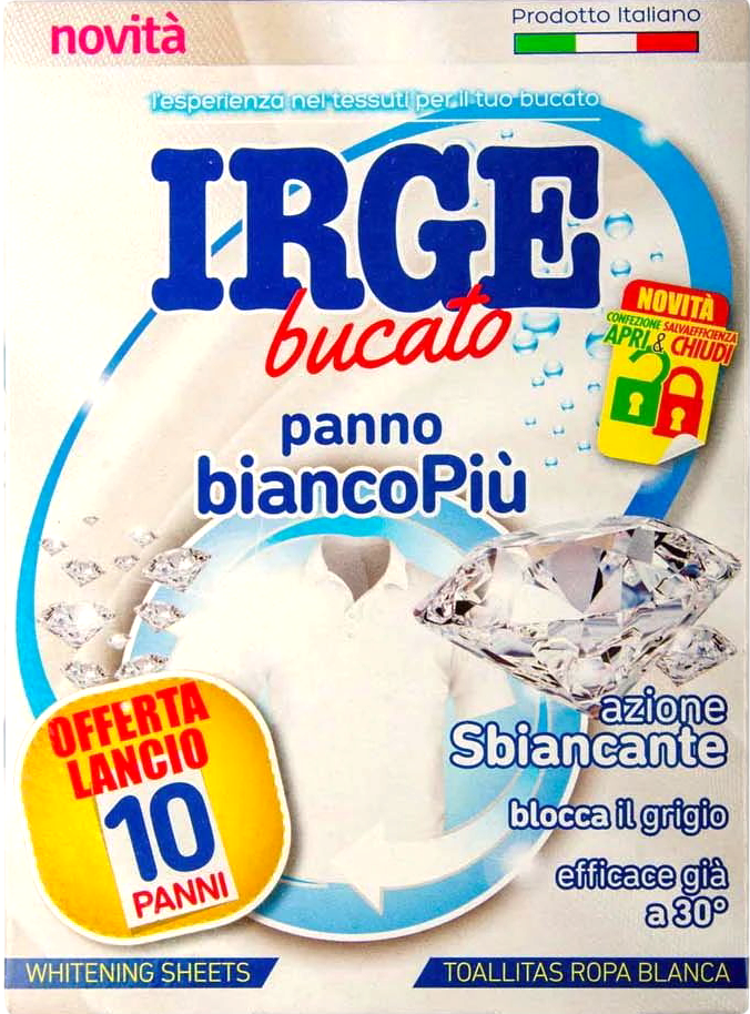 Серветка-пастка для прання білих речей Irge з відбілювачем 10 шт. (14568)