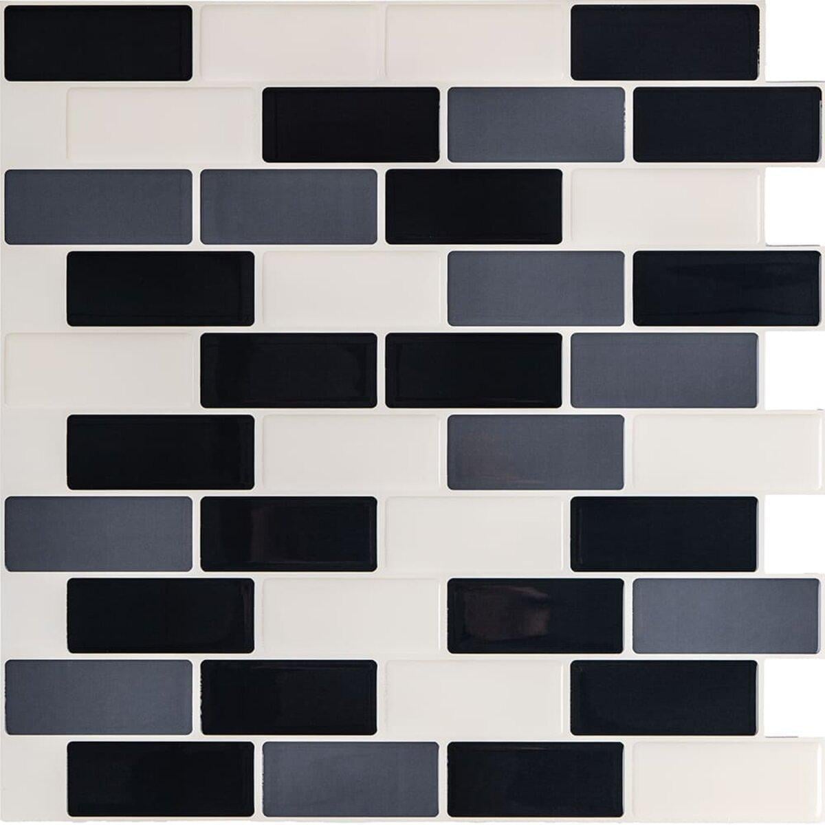 Плитка самоклеящаяся полиуретановая Sticker Wall кирпич D 305x305x1 мм Черный/Серый/Молочный (3DPanda-1329)