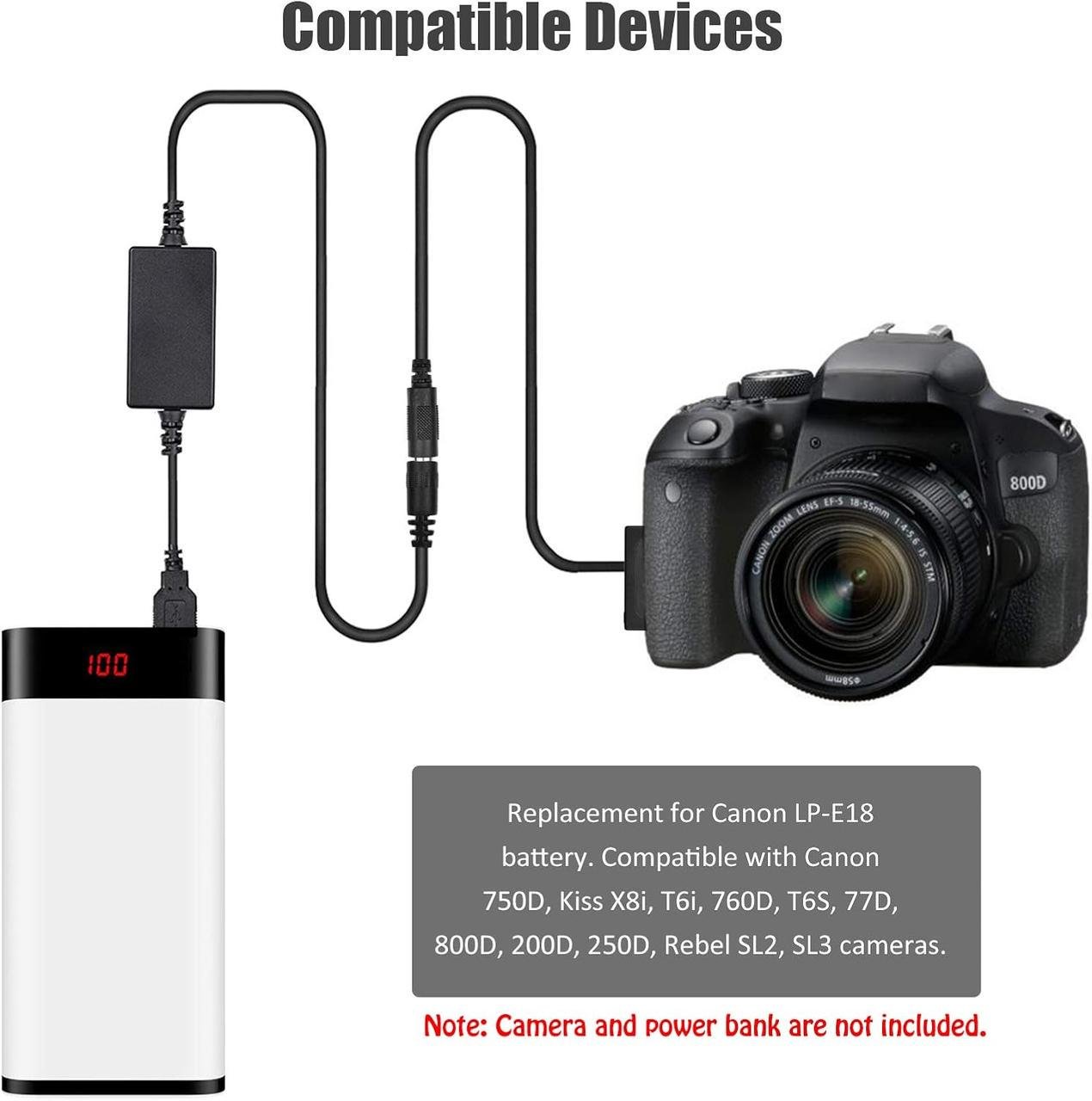 Адаптер живлення USB ACK-E18 для Canon EOS R8 R10 R50 RP - фото 3 Адаптер живлення USB ACK-E18 для Canon EOS R8 R10 R50 RP - фото 3