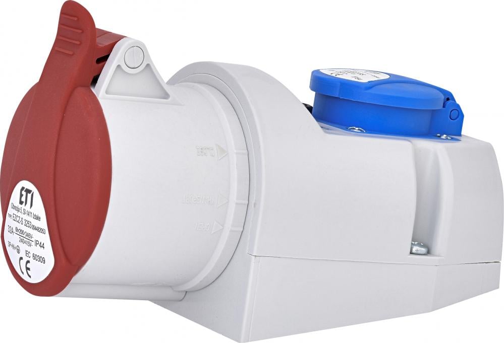 Силовая розетка комбинированная ETI EZCZ-S-3253 3P+N+PE 32А 400 В стационарная IP44 Schuko Красный (4482053)