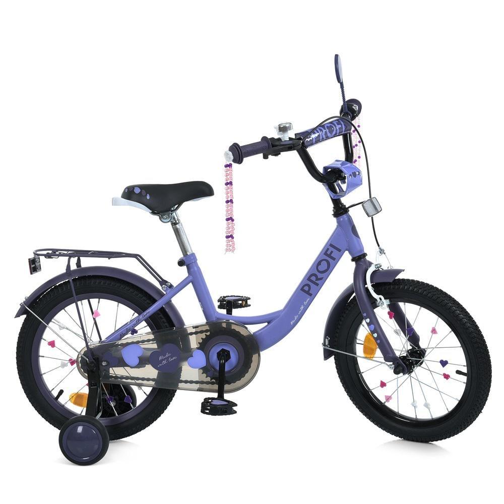 Велосипед для дівчинки PROF1 Princess 16" з багажником Бузковий - фото 2 Велосипед для дівчинки PROF1 Princess 16" з багажником Бузковий - фото 2