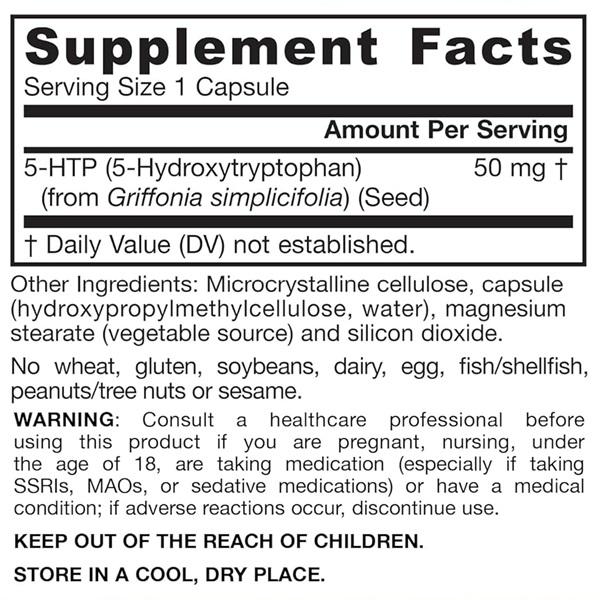 Триптофан Jarrow Formulas 5-HTP 50 мг 90 Veg Caps JRW15044 - фото 2
