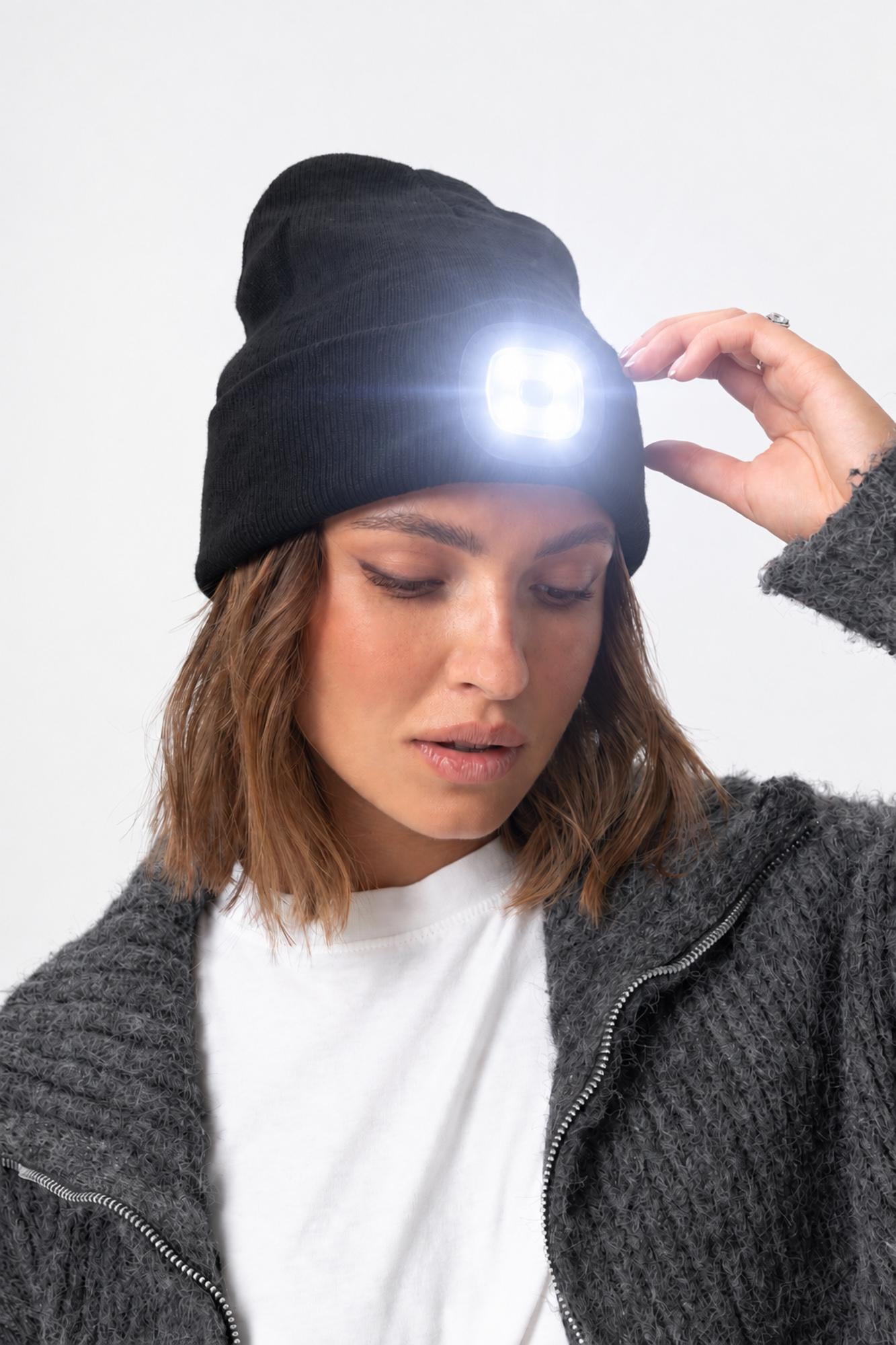 Шапка біні Докер USB Without LightOn трикотажна з LED ліхтарем Black (8056601 8056602)