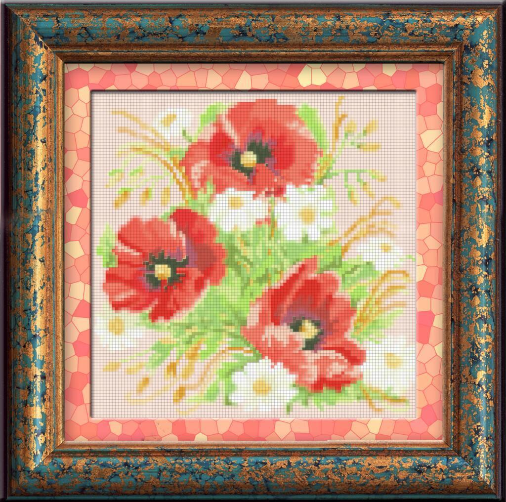 Алмазна мозаїка Dream Art Маки з ромашками 28x28 см (DA.30095) Алмазна мозаїка Dream Art Маки з ромашками 28x28 см (DA.30095)