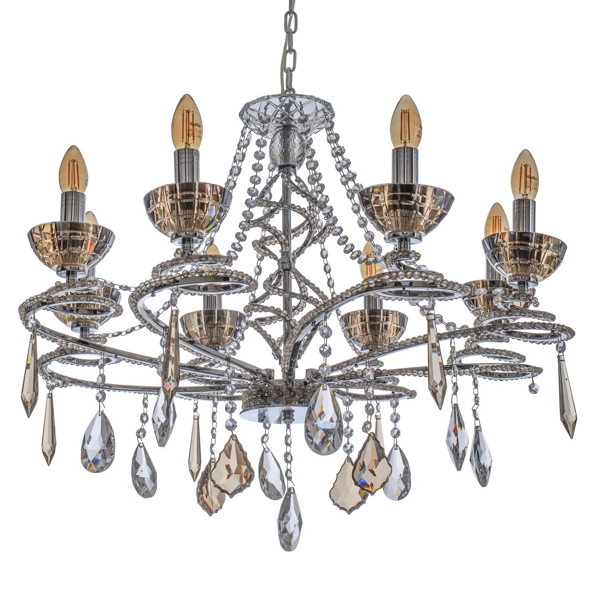 Люстра свічка підвісна кришталева класична Brille BCL-315S/8 - фото 3 Люстра свічка підвісна кришталева класична Brille BCL-315S/8 - фото 3