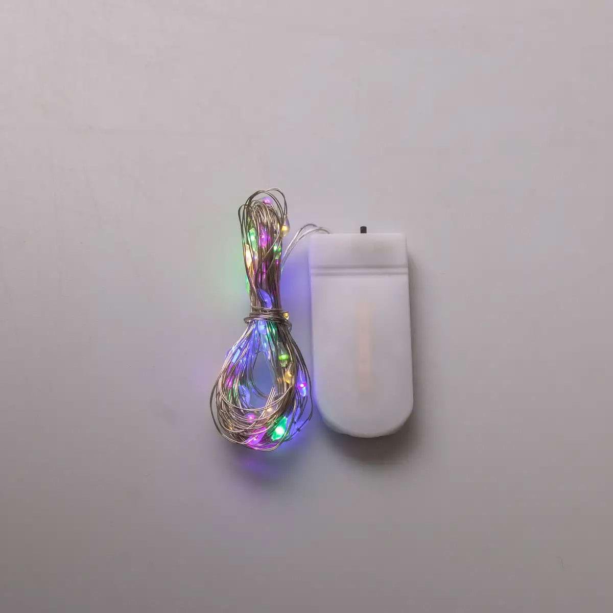 Гирлянда-роса на батарейках 50 LED нить на белом проводе 5 м Разноцветный (5288) - фото 6