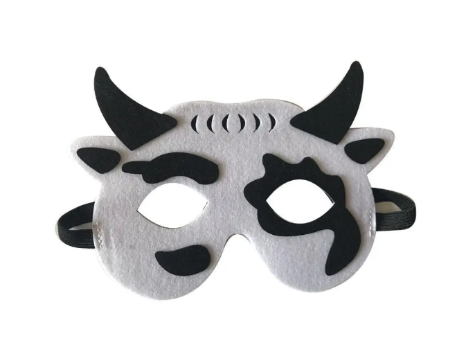 Маска детская Корова из фетра One size Черно-белый (3204/35)