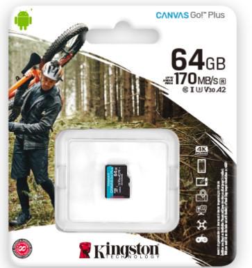 Карта памяти Kingston microSDXC 64 GB Canvas Go Plus 170R A2 U3 V30 (ERC-SDCG3/64GBSP) - фото 3