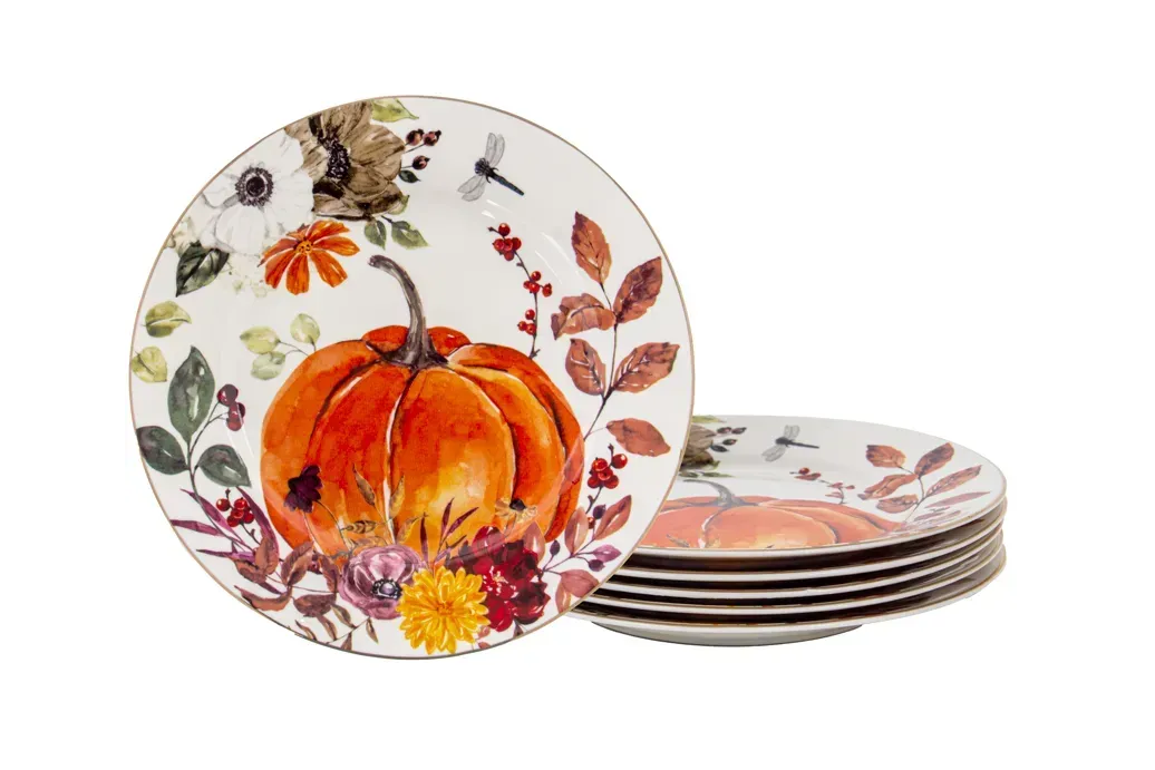 Набор фарфоровых тарелок Осенний урожай 6 шт. 19 см (922-056)