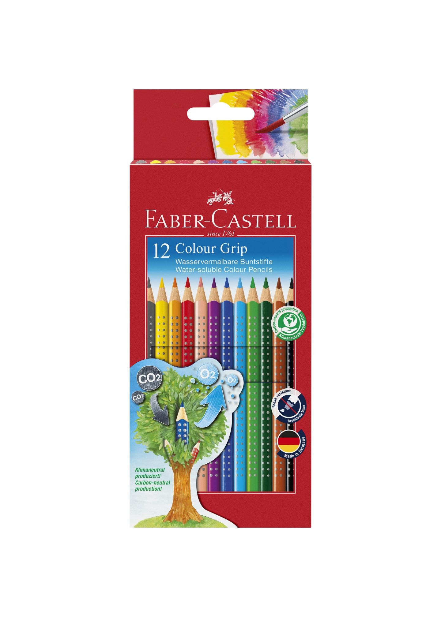 Набор карандашей Faber-Castell Grip 2001 акварельные трехгранные 12 цветов (112412)