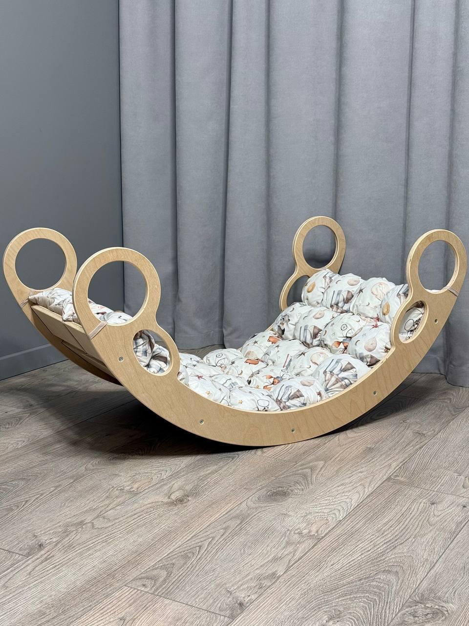 Детская кроватка качалка-балансир Цирк с матрасиком бонбон (0055/Б)