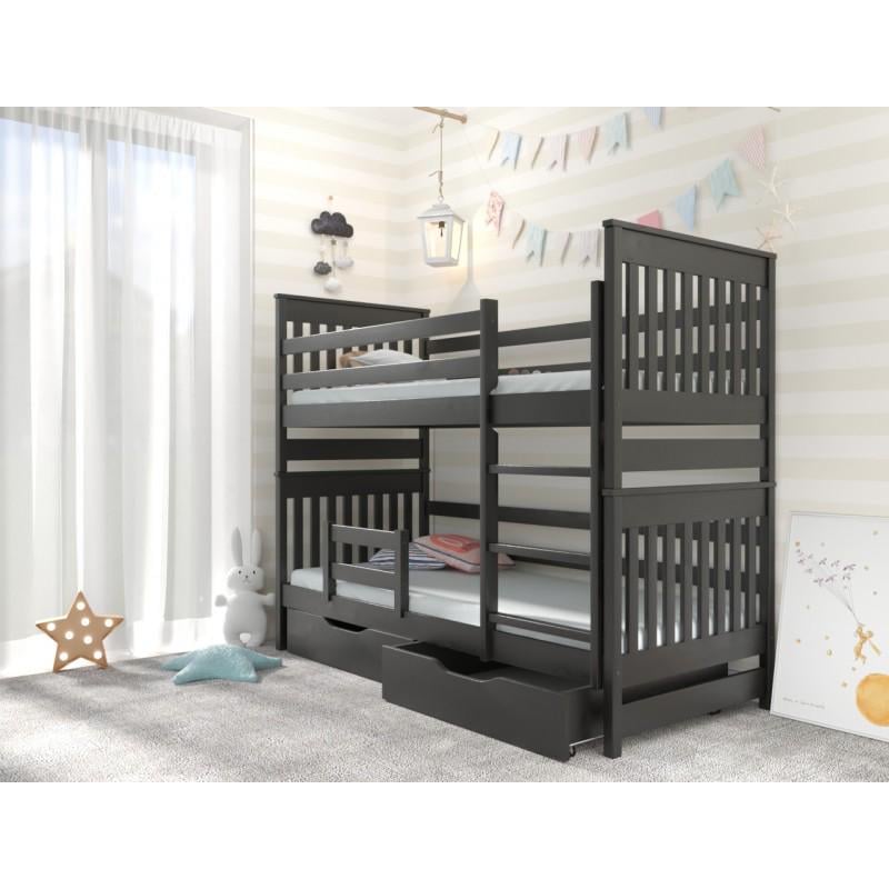 Кровать двухъярусная Luna mebli Адель Дуо с бортиком/ящиками 80х160 см Венге (43449)