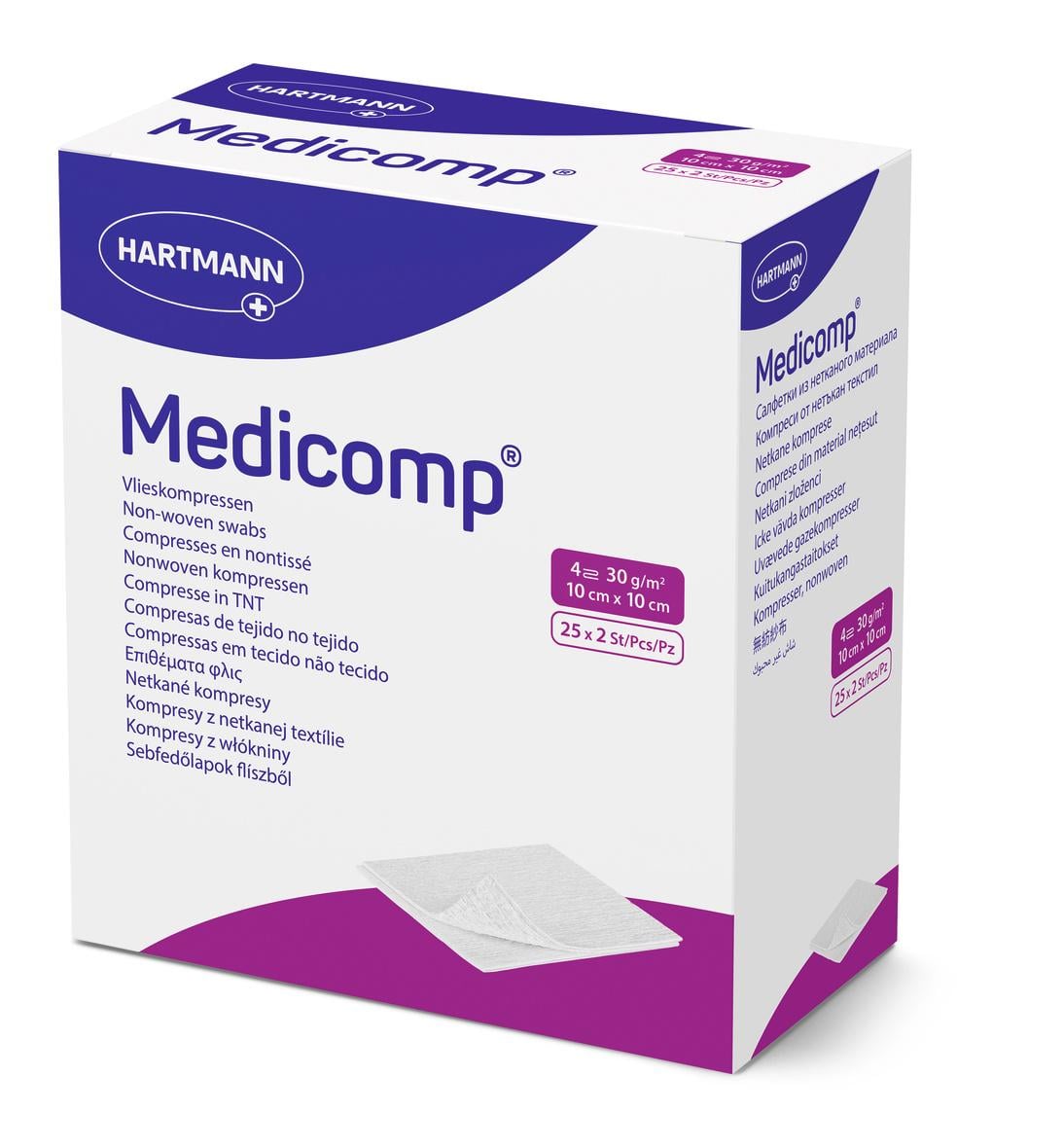 Стерильні серветки Medicomp з нетканого матеріалу 10х10 см 2х25 шт.