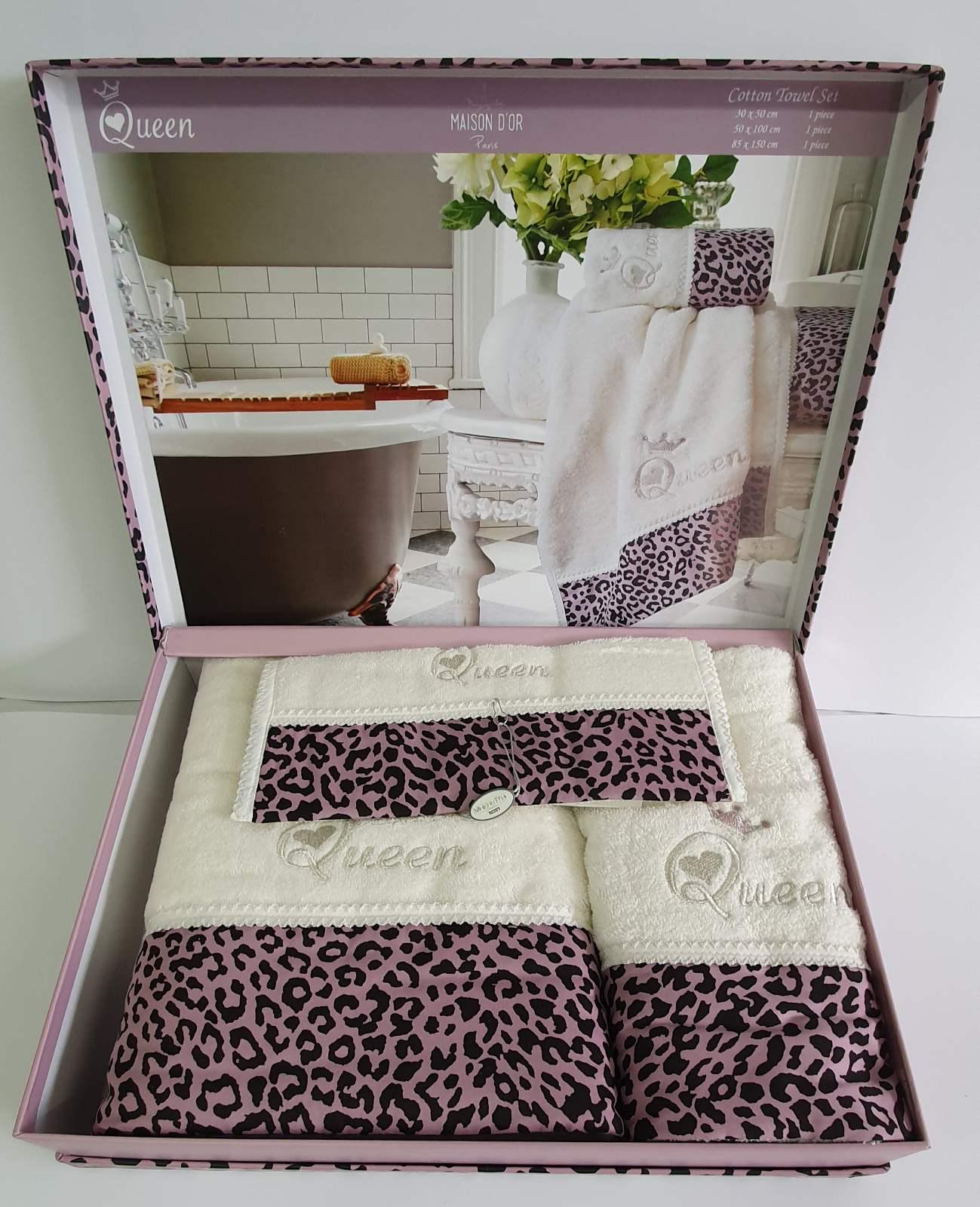 Полотенца Maison D'or 3 шт. Queen Ecru Dark Lilac (CN3906)