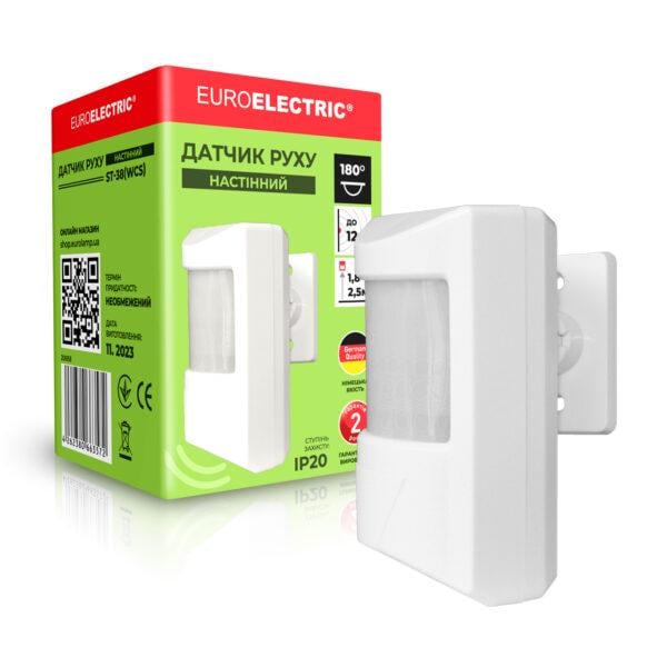 Датчик движения Euroelectric настенный 180° до 12 м IP20 Белый (19009533) Датчик движения Euroelectric настенный 180° до 12 м IP20 Белый (19009533)