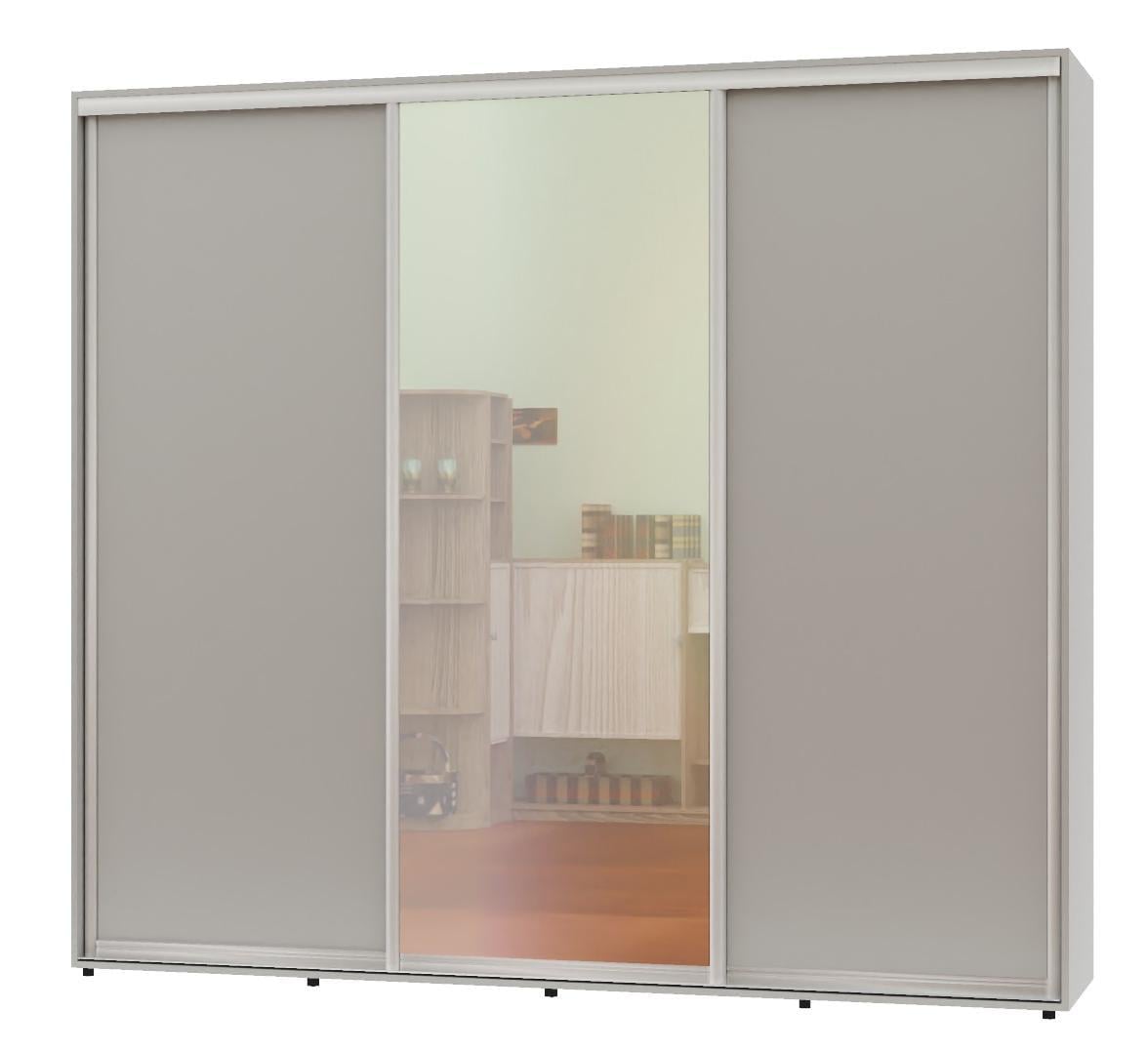 Шафа-купе тридверна Алекса ШК-05 ДСП/дзеркало/ДСП 270x65x230 см Сірий