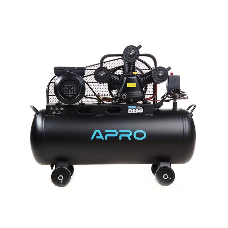 Компрессор трехцилиндровый Apro ременный OFBD-100X 8 Бар 3,0 кВт 530 л/мин 100 л 2 крана/масло 0,8 л (850184)