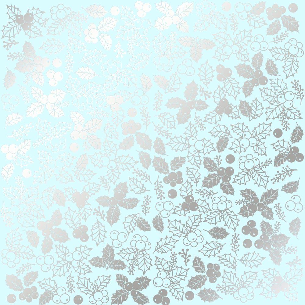 Лист бумаги односторонний Silver Winterberries с серебряным тиснением 30,5х30,5 см Mint