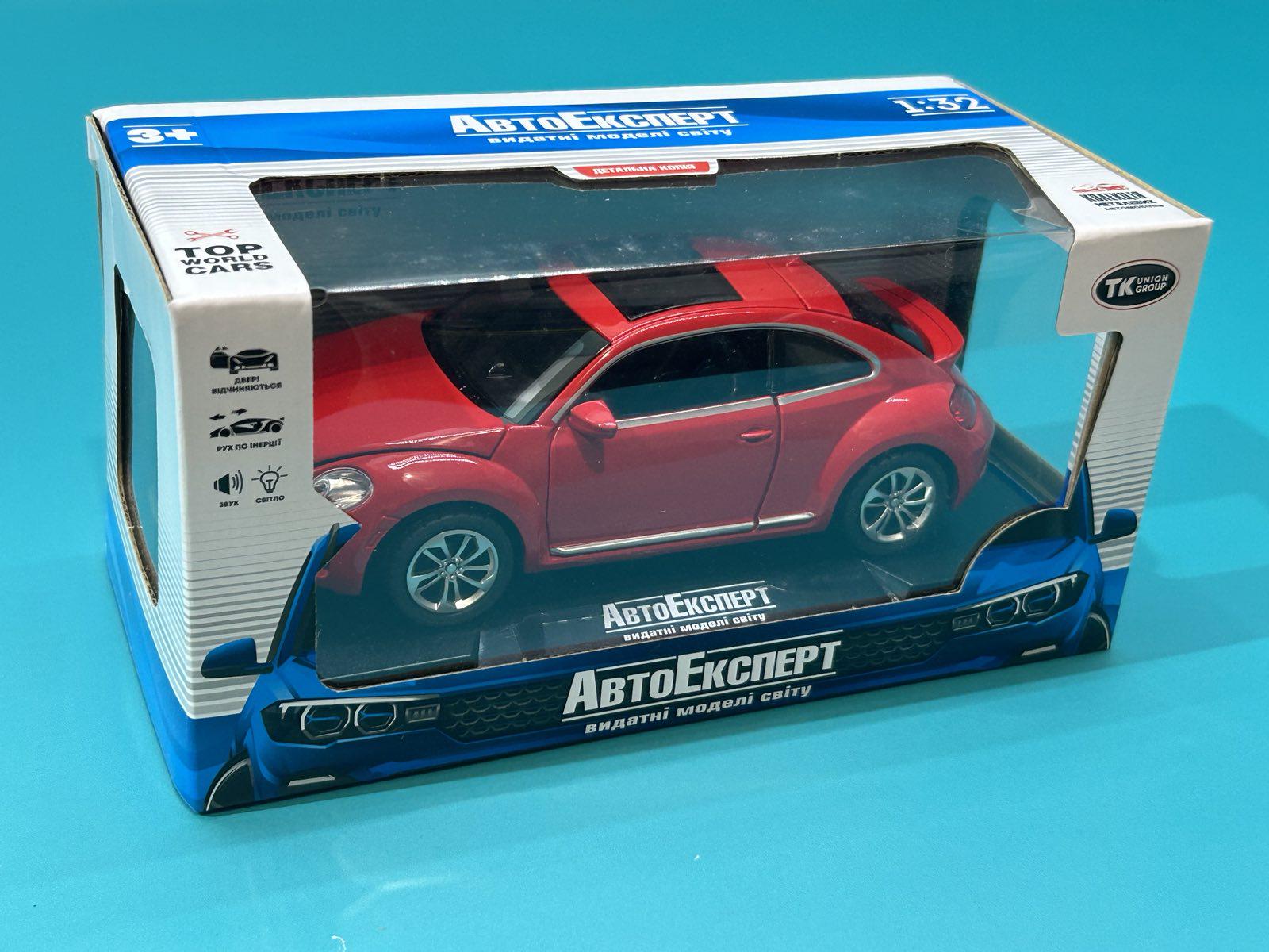 Машинка Union Group Авто Експерт Volkswagen Beatle 1:32 метал світло/звук відчиняються двері/капот/багажник Червоний (12012) - фото 2