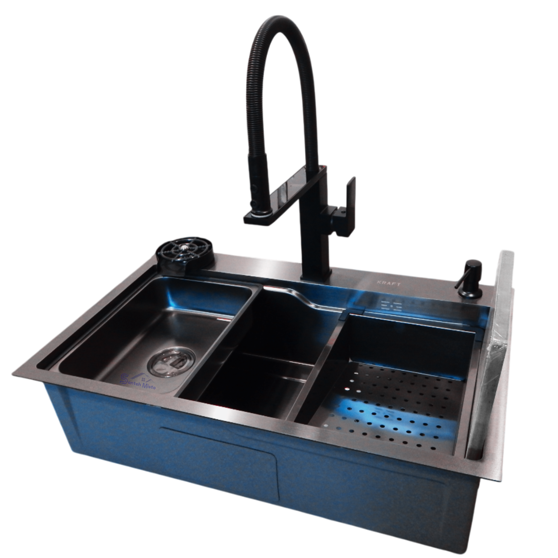 Комплект кухонной мойки Kraft HM 7546 nano Black (39075)