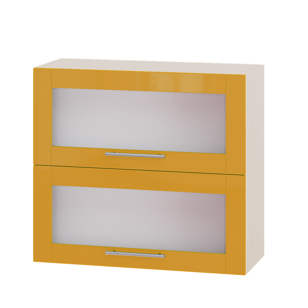 Шкаф верхний Эверест Модерн модуль Верх витрина ВВ14-800 80х30х72 см Оранжевый глянец/Дуб Молочный (05032)