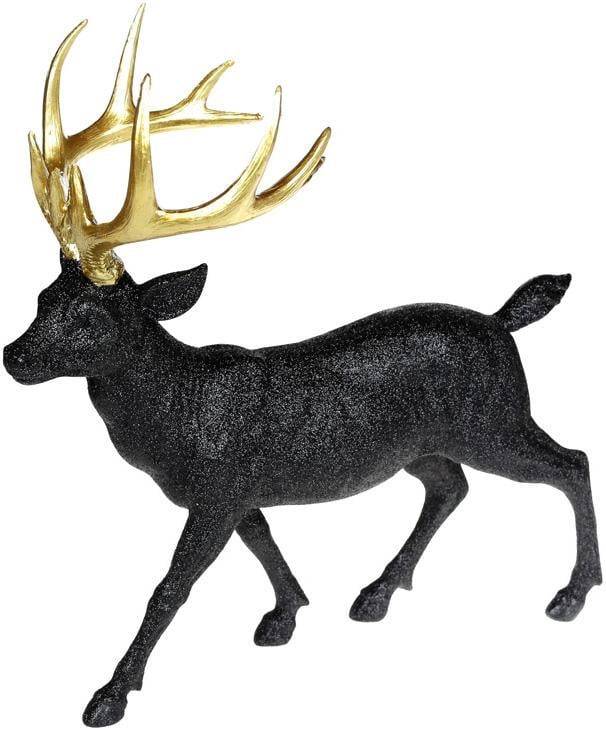 Фігура декоративна Олень із золотими рогами 39х18х39 см Чорний з гліттером