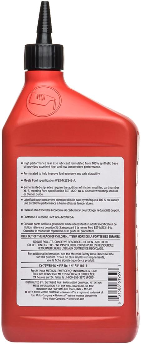 Мастило трансмісійне Ford Motorcraft Premium Synt Hypoid Gear Lubricant 75W-85 946 мл (449/XY75W85QL) - фото 2 Мастило трансмісійне Ford Motorcraft Premium Synt Hypoid Gear Lubricant 75W-85 946 мл (449/XY75W85QL) - фото 2