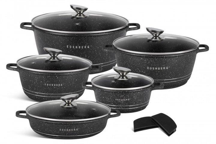 Набор посуды Edenberg 10 пр. из литого алюминия с мраморным покрытием (EB-12911) - фото 1 Набор посуды Edenberg 10 пр. из литого алюминия с мраморным покрытием (EB-12911) - фото 1