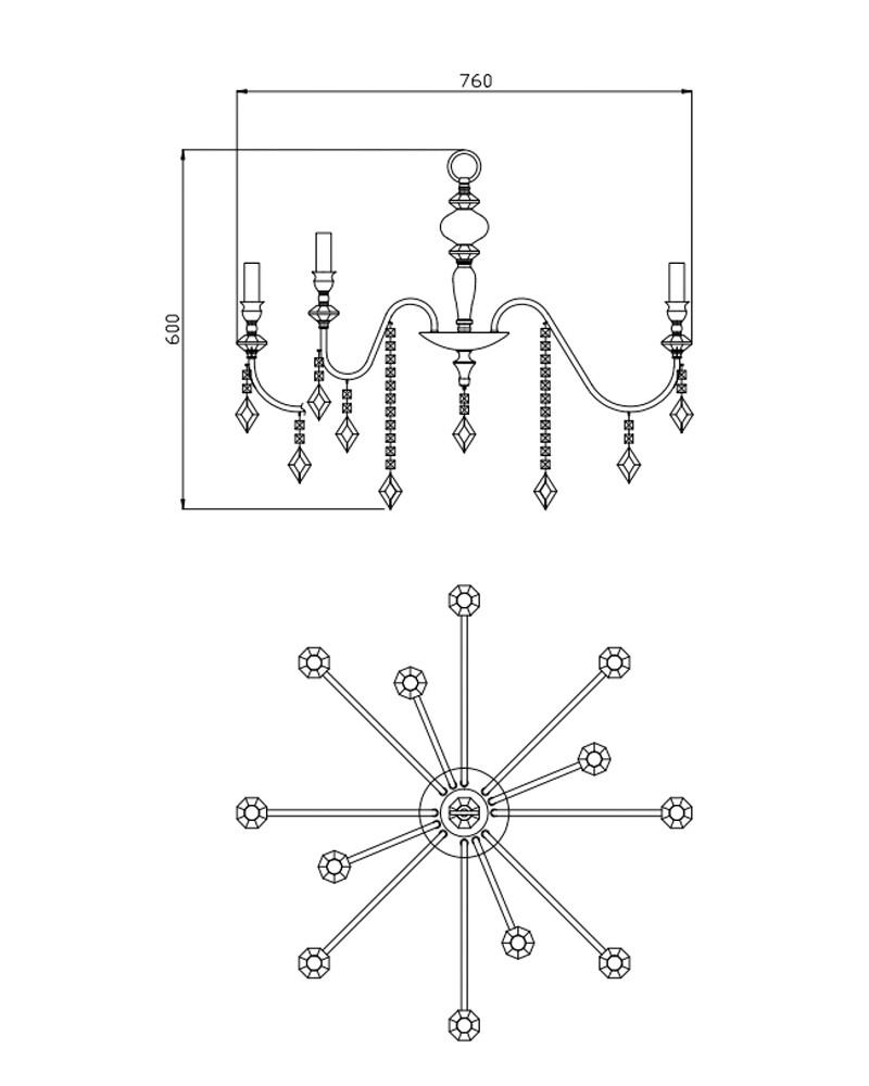 Люстра Edlin PL2417-12 Vanessa E14 12x12W IP20 Хром (32205348) - фото 7