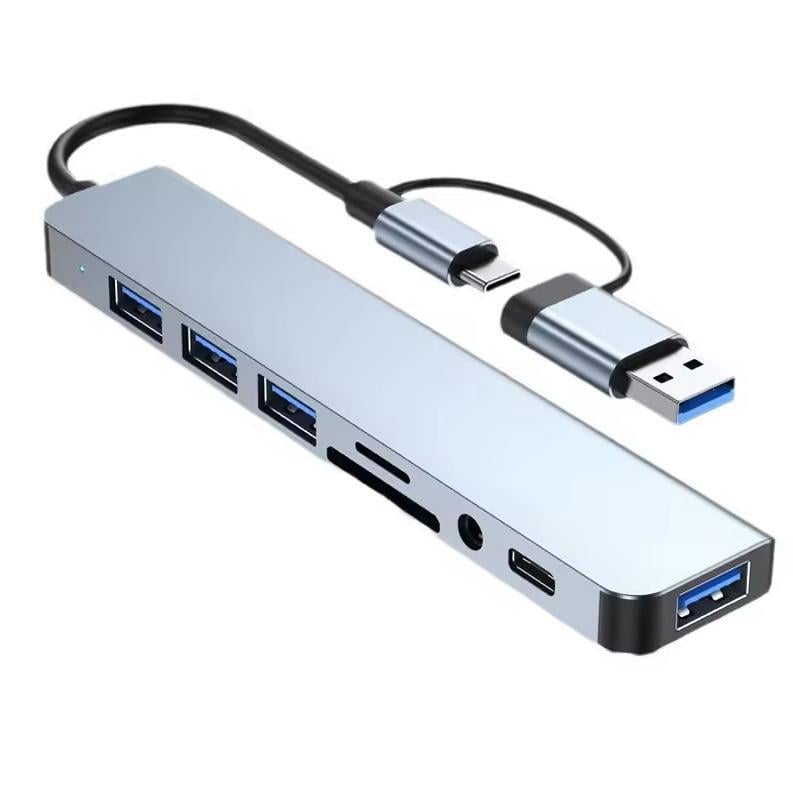 USB-хаб 8в2 USB Type-C Hub Docking Station с аудиовыходом 3,5 мм и кардридером