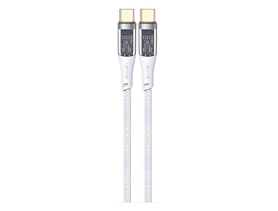 Кабель Usams US-SJ574 Type-C To Type-C PD 100W Aluminum alloy Transparent Data Cable Icy Series 120 см White (602551)