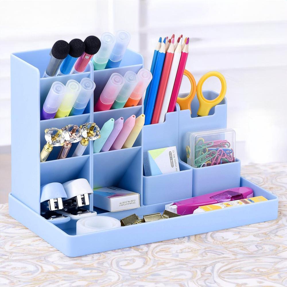 Органайзер універсальний настільний для канцелярії складаний 11 відділень 24,5x14 см Блакитний