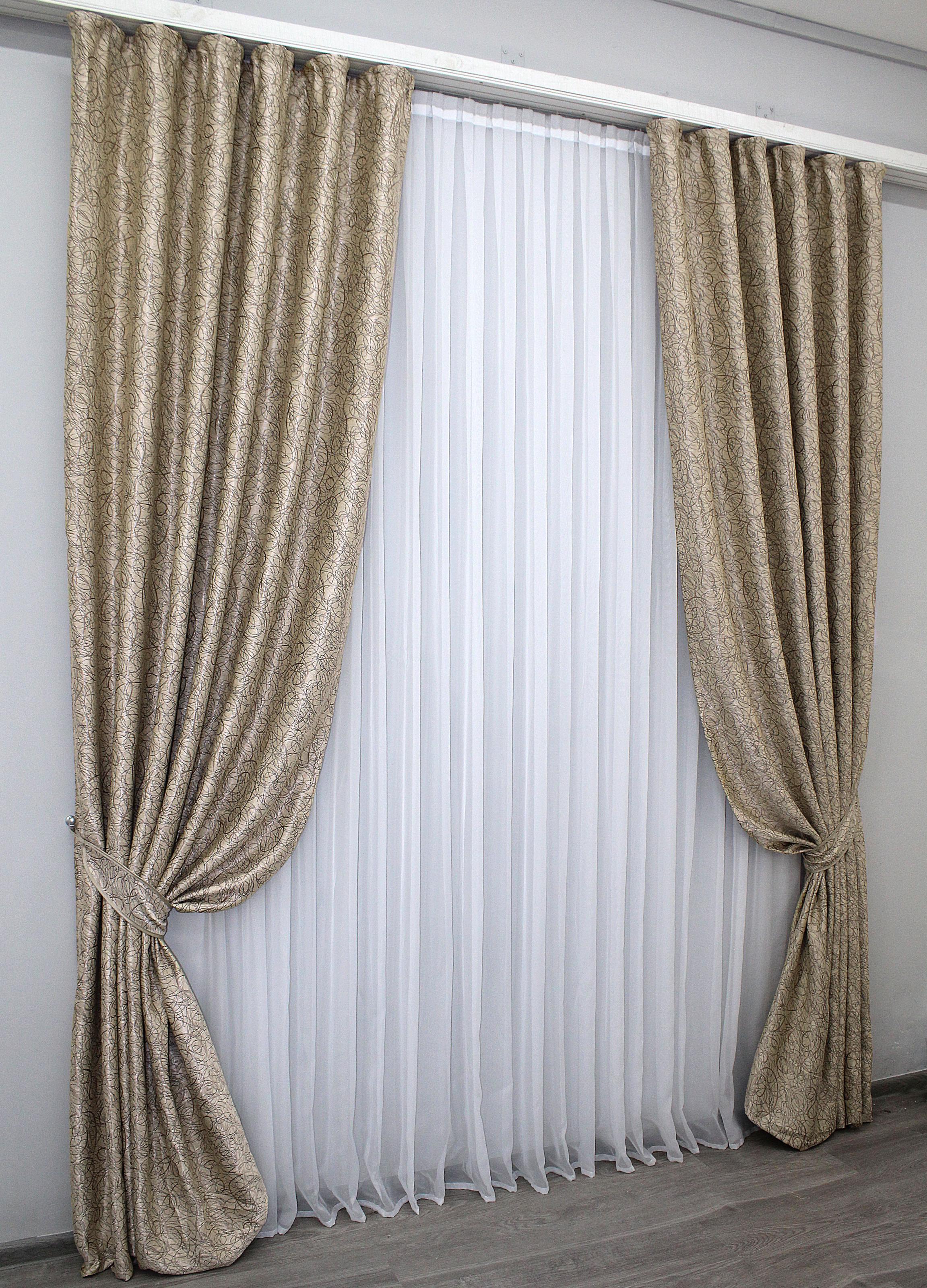 Комплект штор VR-Textil Жаклін № 671ш Б 100х270 см 2 шт. Бежевий (31-366)