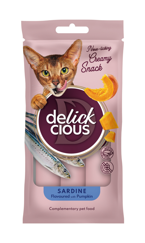 Ласощі для котів DELICKCIOUS Сардина з додаванням гарбуза 4х15 г