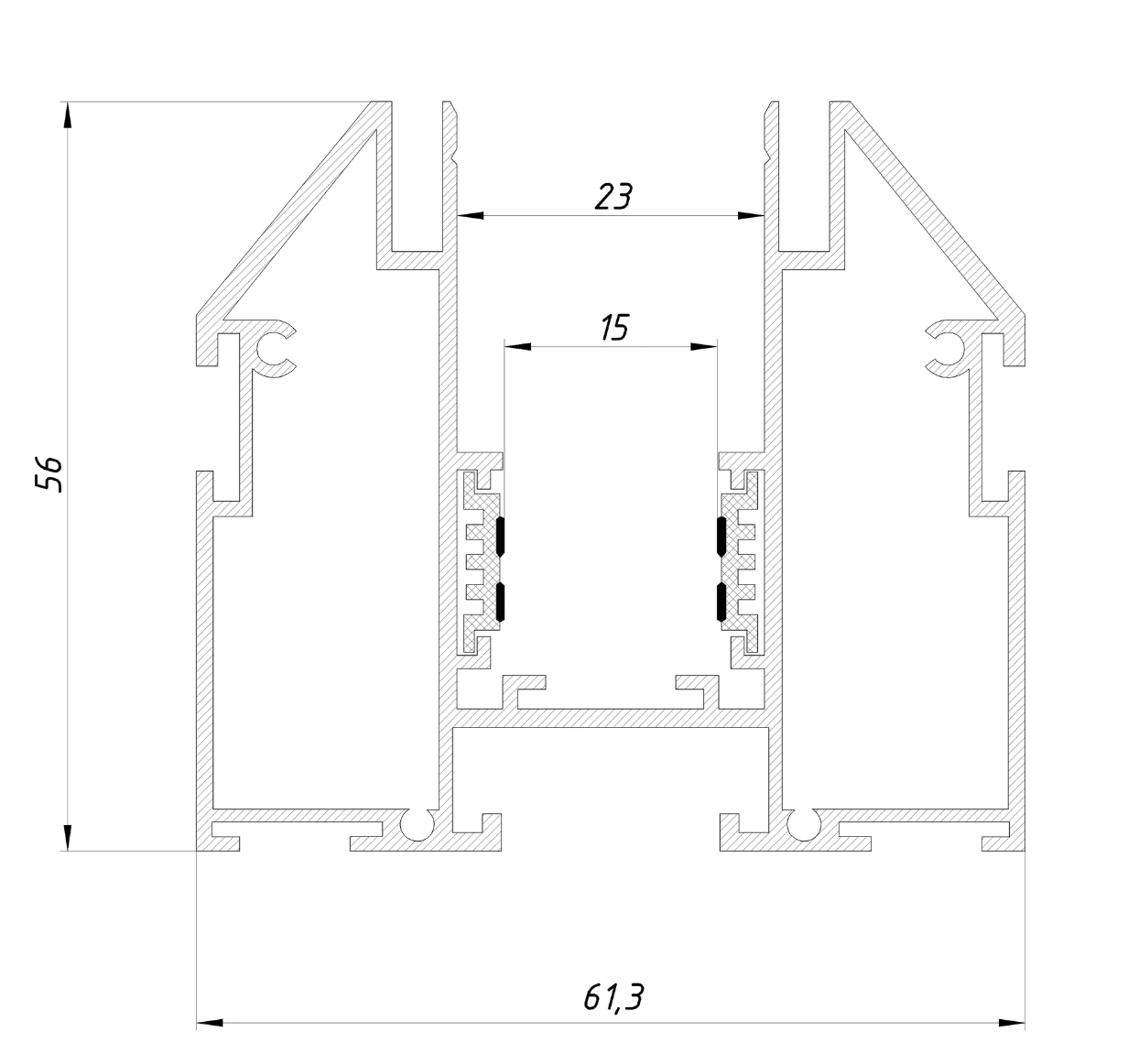 Трековий шинопровід магнітний для натяжної стелі PROFESSIONAL 1 м Чорний (e610062) - фото 2