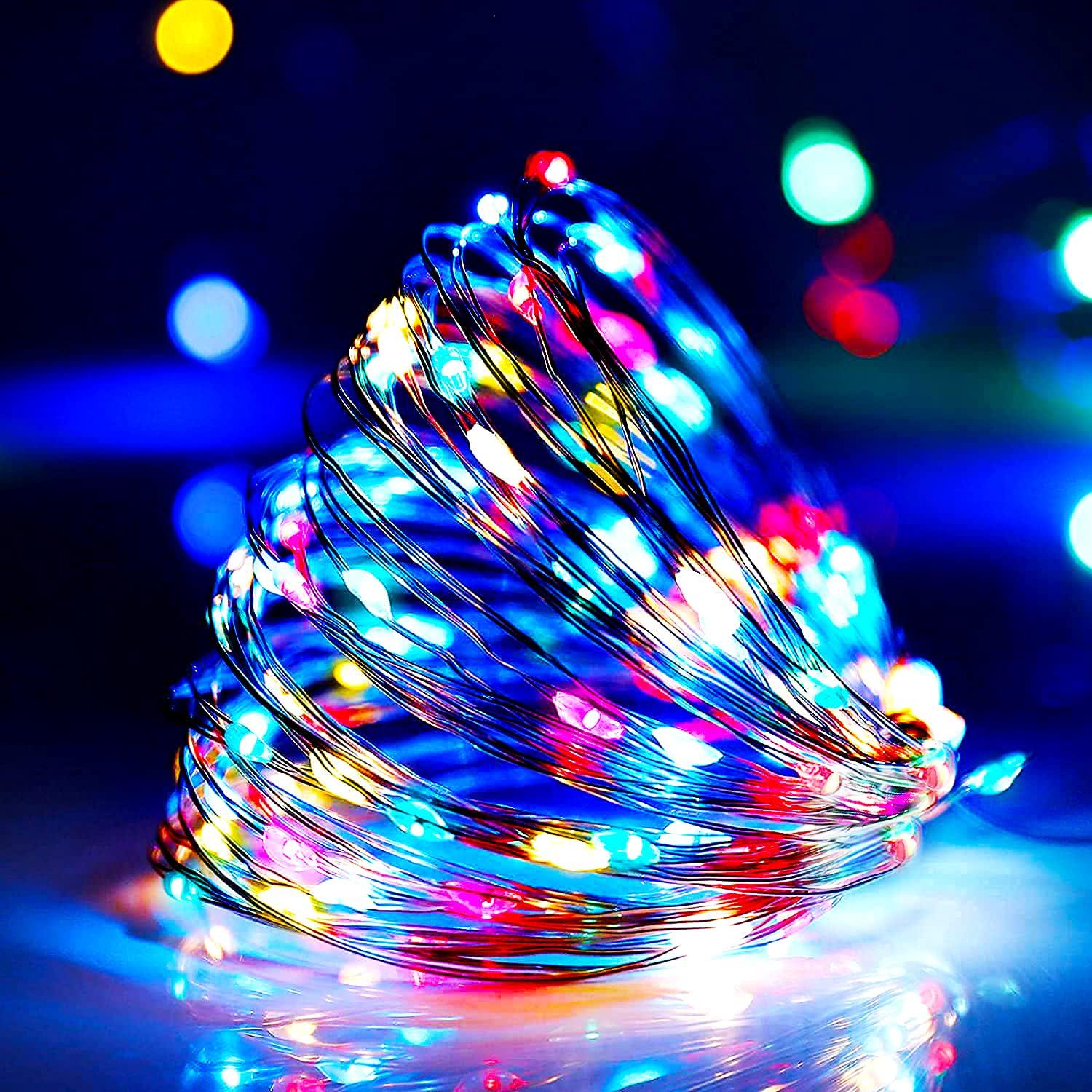 Гірлянда-дріт Роса RGB 10 м 100 лампочок від батарейок (407096)