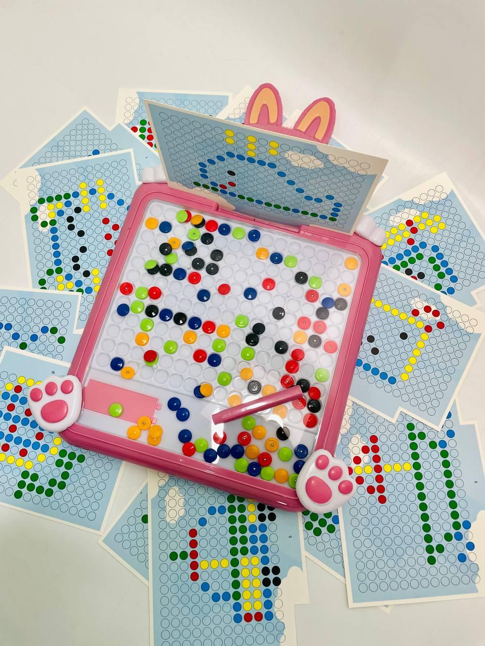 Мозаика магнитная Лабубу стилус цветные шарики 16 двусторонних карточек 40х2,5х25 см Розовый - фото 5 Мозаика магнитная Лабубу стилус цветные шарики 16 двусторонних карточек 40х2,5х25 см Розовый - фото 5