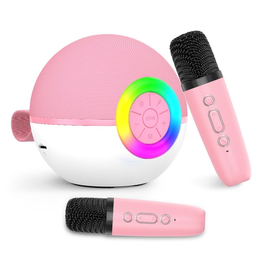Караоке портативная беспроводная система с двумя микрофонами и Rgb подсветкой (ktv t97)