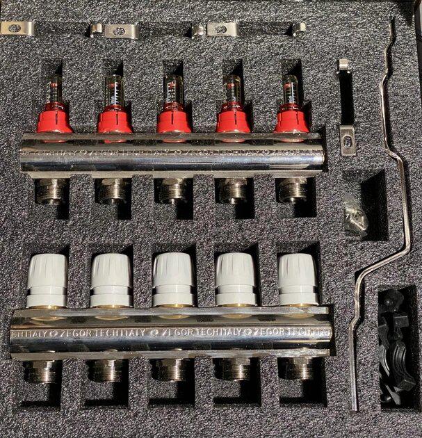 Колекторна група Zegor QS-1851 з витратомірами та євроконусам 1"х3/4" 5 виходів (13449439) - фото 6 Колекторна група Zegor QS-1851 з витратомірами та євроконусам 1"х3/4" 5 виходів (13449439) - фото 6