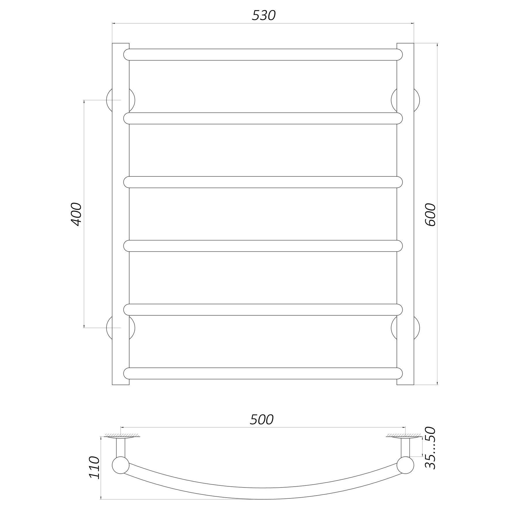 Рушникосушарка UNIO LD W 600-500-6 Драбинка Дуга (20653) - фото 4